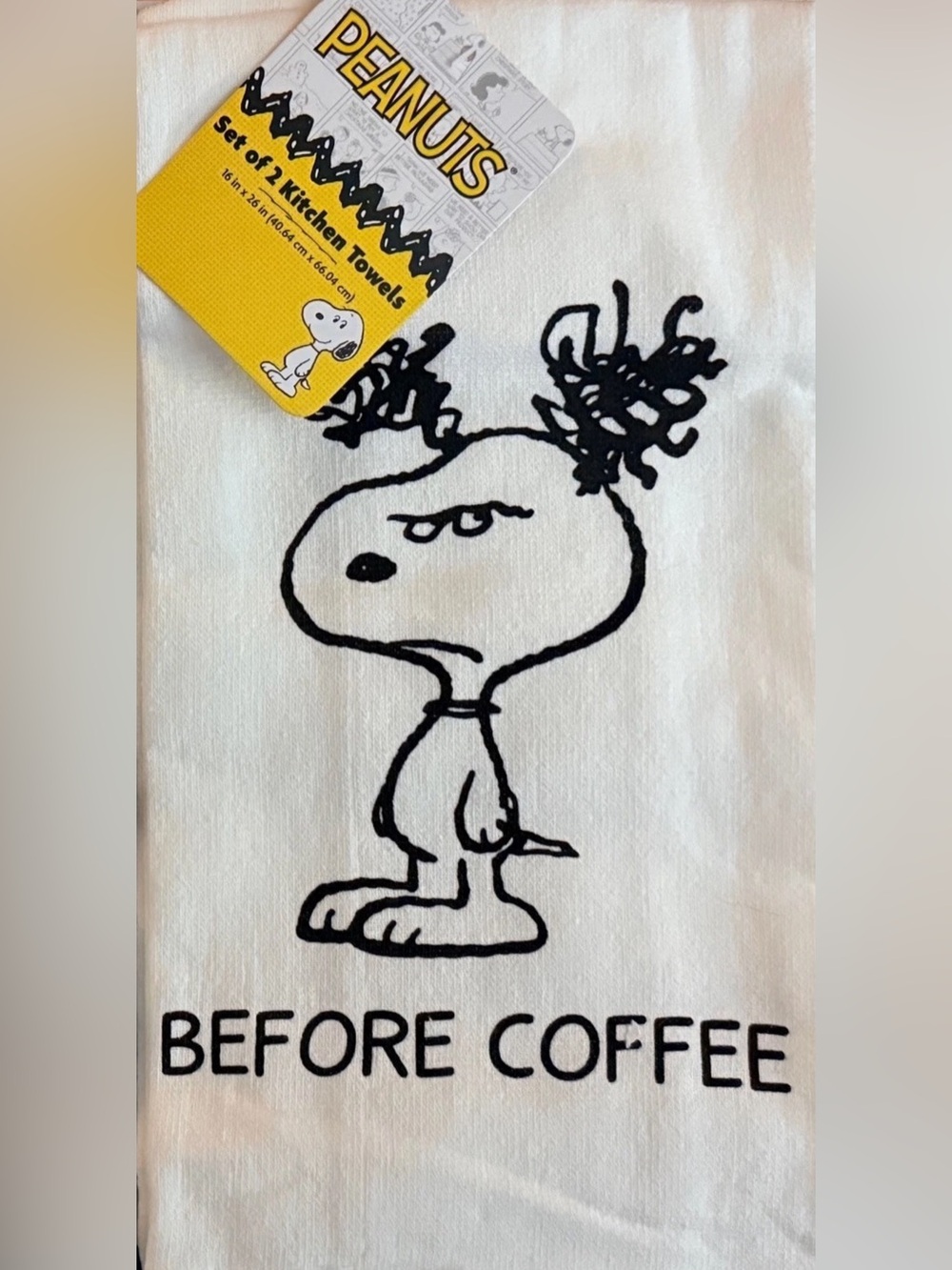 Peanuts Black & White 'Before Coffee / After Coffee' Snoopy Towels